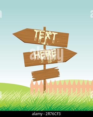 Wooden direction sign Stock Vector