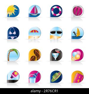 Realistic Summer and Holiday Icons - Vector Icon Set Stock Vector