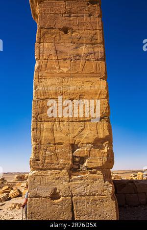 detail of the huge sandstone columns of the temple of amun at soleb in the sudan Stock Photo