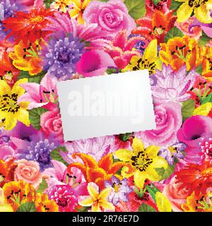 card with place for text on flower background Stock Vector