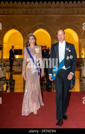 Amman, Jordan. 01st June, 2023. Prince and Princess of Wales William and Kate (or Catherine) Middleton poses as she attends Jordan's Crown Prince Al Hussein bin Abdullah II's Royal Wedding Banquet at Al Husseinieh Palace in Amman, Jordan, on June 1st, 2023. Photo by Balkis Press/ABACAPRESS.COM Credit: Abaca Press/Alamy Live News Stock Photo