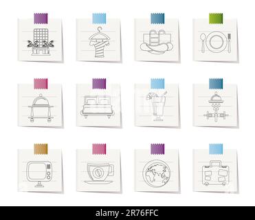 Hotel, motel and holidays icons - vector icon set Stock Vector