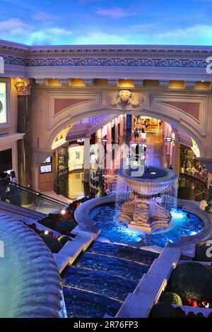 Fountains inside the Forum Shops at Caesars Palace shopping mall Las Vegas Strip Paradise Las Vegas Nevada USA Stock Photo