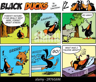 Black Ducks Comic Strip episode 58 Stock Vector