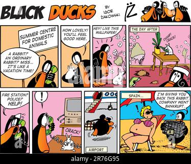 Black Ducks Comic Strip episode 52 Stock Vector