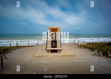 Omaha Beach Normandy France June 2023 Combat Engineers Memorial above Omaha Beach. Omaha Beach was one of five beach landing sectors designated for th Stock Photo