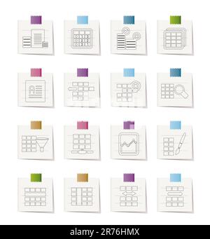 Database and Table Formatting Icons - Vector Icon Set Stock Vector