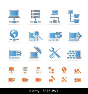 Network, Server and Hosting icons - vector icon set Stock Vector
