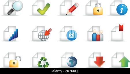business document icon set representing workplace and communication and useful office symbols Stock Vector
