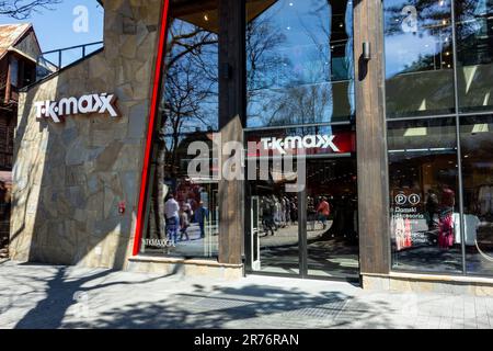 ZAKOPANE, POLAND - MAY 1, 2023: TK Maxx outlet which sells fashion for men, women, kids and also homeware Stock Photo