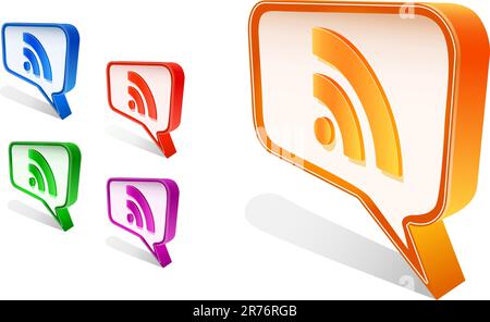 rss chat icon set isolated on white background. Vector illustration. Stock Vector