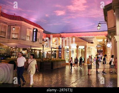 Interior of the Caesars Forum Shops shopping mall with the Fendi shop entrance Las Vegas Nevada USA Stock Photo