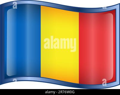 Chadian Flag icon, isolated on white background. Stock Vector