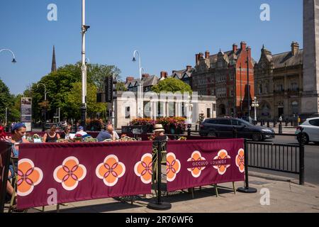 Southport, Merseyside. Lord Street Southport on a warm and sunny day. Stock Photo