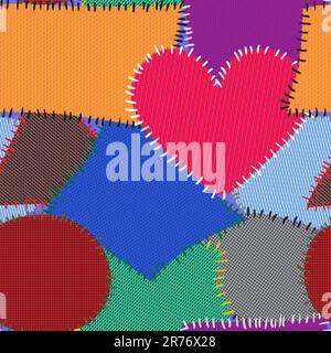 Abstract background with motley textile patches. Seamless pattern for your design. Vector illustration. Stock Vector