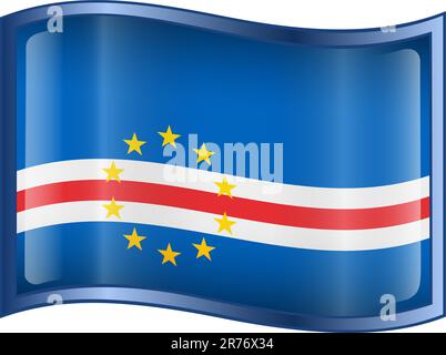 Cape Verde Flag icon, isolated on white background Stock Vector