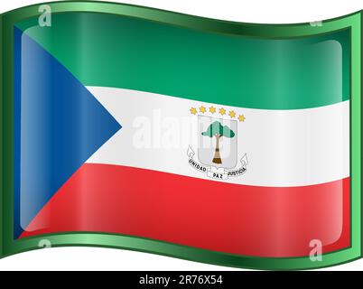 Equatorial Guinea Flag icon, isolated on white background. Stock Vector
