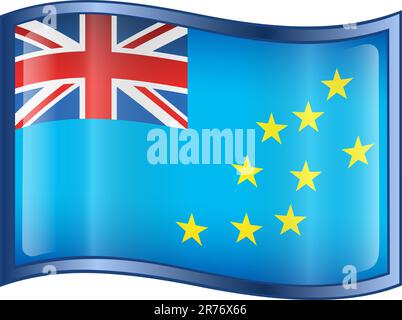 Tuvalu Flag icon; isolated on white background. Stock Vector