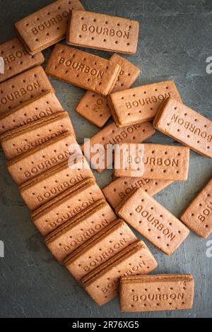 Bourbon Cream Sandwich Biscuits Stock Photo