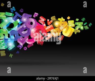 Abstract flow with rainbow letters vector illustration Stock Vector ...