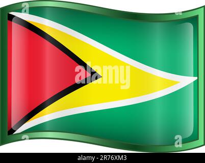 Guyana Flag icon, isolated on white background. Stock Vector