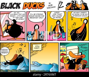 Black Ducks Comic Strip episode 7 Stock Vector