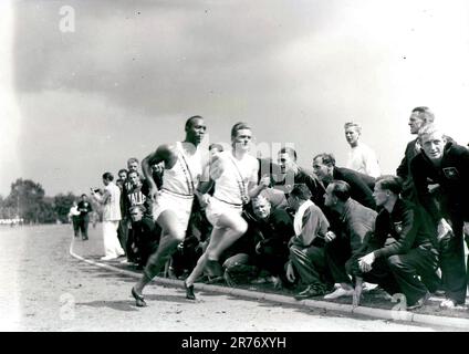 Photograph of Jesse Owens at the 1936 Olympics in Berlin, Germany Stock Photo