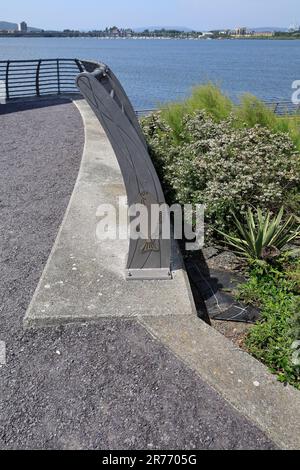 Fish artwork detail on railings, Cardiff Bay Barrage. . June 2023. Summer. cym Stock Photo - Alamy