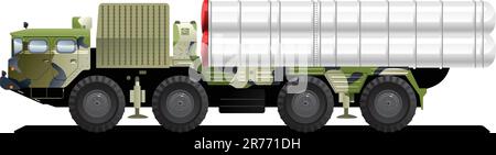 Vector color illustration of  military launch vehicle. (Simple gradients only - no gradient mesh.) Stock Vector