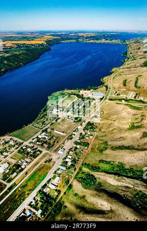 Aerial of Mission Lake, Qu'Appelle Valley, Saskatchewan, Canada Stock ...