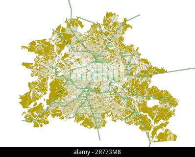 Berlin city urban railroad with roads map Germany Stock Photo