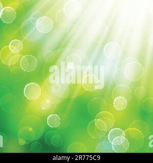 Sunlight sun rays through foliage. Vector illustration Stock Vector