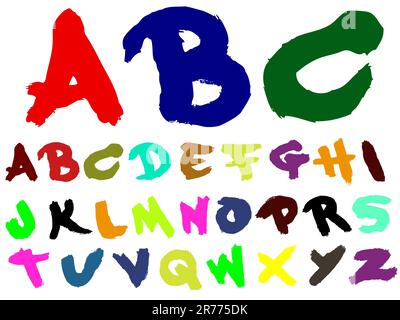 Fat Brush - Hand Painted Font - Highly detailed and separately grouped vector Stock Vector