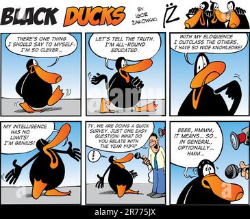 Black Ducks Comic Strip episode 18 Stock Vector