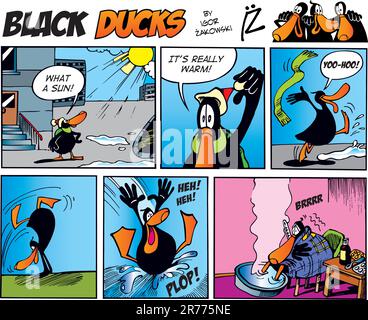 Black Ducks Comic Strip episode 22 Stock Vector