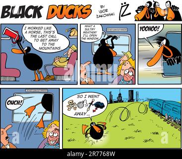 Black Ducks Comic Strip episode 30 Stock Vector