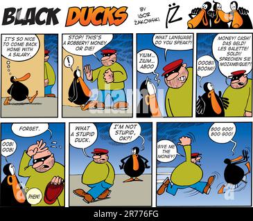 Black Ducks Comic Strip episode 46 Stock Vector