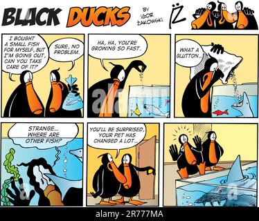 Black Ducks Comic Strip episode 49 Stock Vector