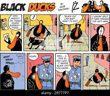 Black Ducks Comic Strip episode 38 Stock Vector