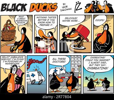 Black Ducks Comic Strip episode 65 Stock Vector
