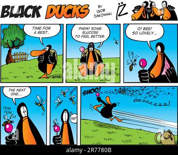 Black Ducks Comic Strip episode 45 Stock Vector