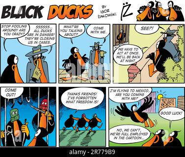 Black Ducks Comic Strip episode 60 Stock Vector