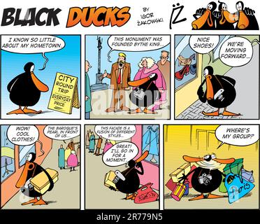 Black Ducks Comic Strip episode 62 Stock Vector