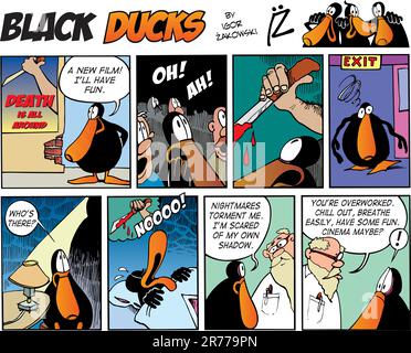 Black Ducks Comic Strip episode 63 Stock Vector