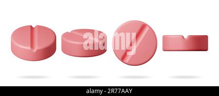 3D Classic Pills from Different Angles Collection Stock Vector