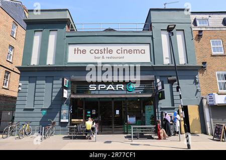 Clapton is being gentrified, as here on Chatsworth Road with a vibrant cafe & coffee culture, indie shops & a Sunday market, in east London, UK Stock Photo