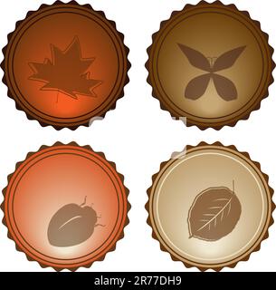 Vector Glassy Nature Icons Stock Vector