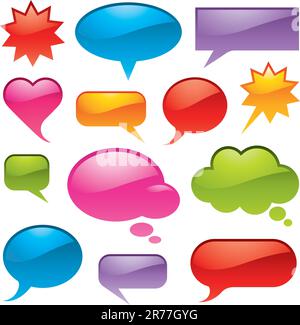 Set of bright and colorful vector bubbles in various shapes Stock Vector