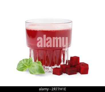 Glass of fresh beetroot juice isolated on white background Stock Photo