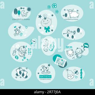 Baby girl elements set Stock Vector